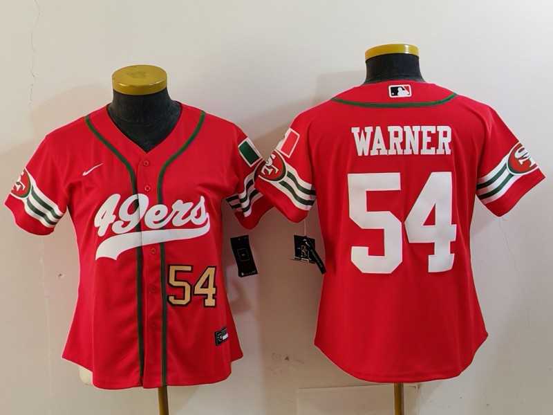 Womens San Francisco 49ers #54 Fred Warner Red Mexico Cool Base Stitched Baseball Jerseys